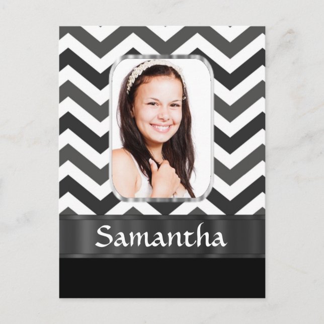 Schwarzweiß Zickzack Postkarte (Vorderseite)