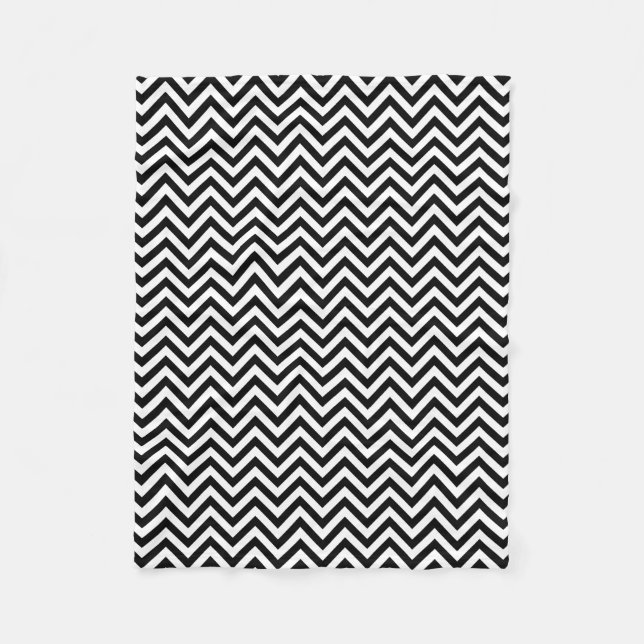 Schwarzweiss-Zickzack Stripes Zickzack Muster Fleecedecke (Vorderseite)