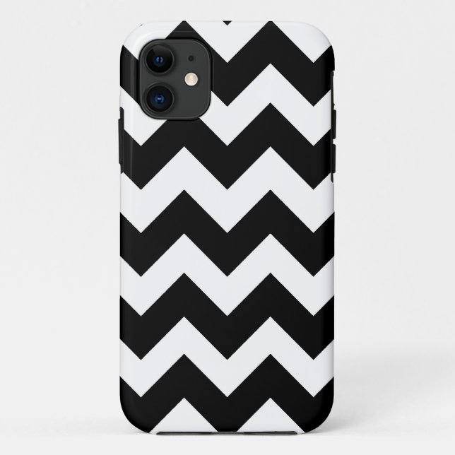 Schwarzweiß-Zickzack Zigzap-Muster Case-Mate iPhone Hülle (Rückseite)