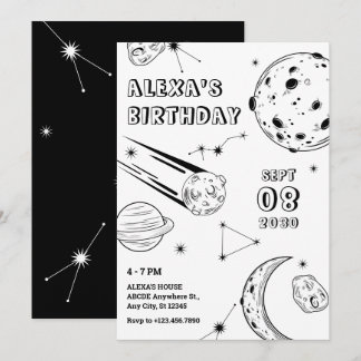 Schwarzweißastrologie Mond Geburtstag Einladung