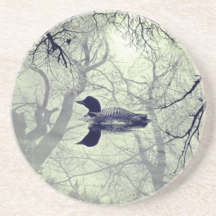 Schwarzweißballon auf dem See-Sandstein Getränkeuntersetzer