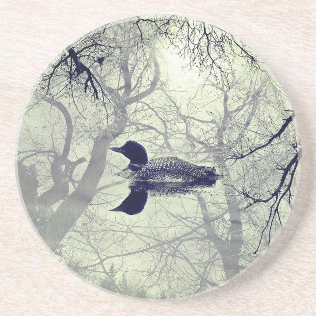 Schwarzweißballon auf dem See-Sandstein Getränkeuntersetzer (Vorne)