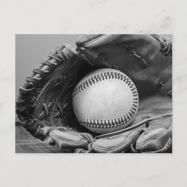 Schwarzweißbaseball Postkarte (Vorderseite)
