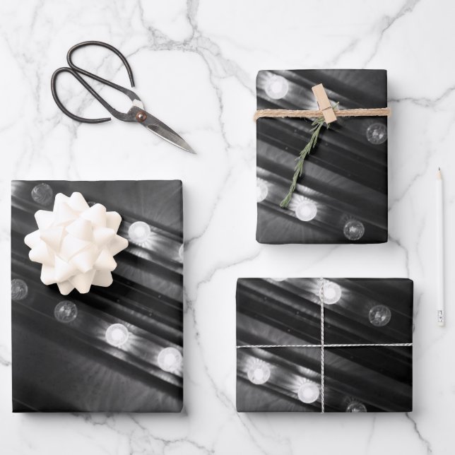 Schwarzweißbeleuchtung Geschenkpapier Set (Vorderseite)