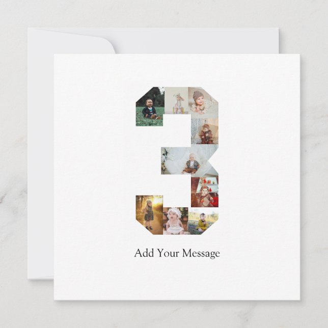 Schwarzweißbild 3 FotoCollage Dankeskarte (Vorderseite)