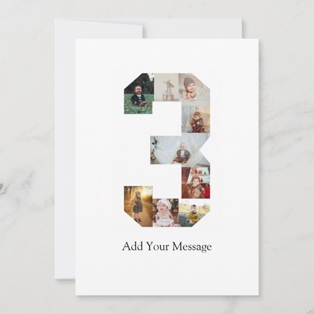 Schwarzweißbild 3 FotoCollage Dankeskarte (Vorderseite)