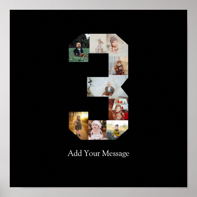 Schwarzweißbild 3 FotoCollage Poster (Vorne)