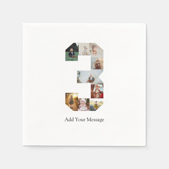 Schwarzweißbild 3 FotoCollage Serviette (Vorderseite)