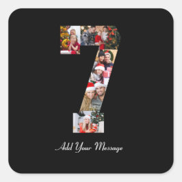 Schwarzweißbild 7 FotoCollage Quadratischer Aufkleber