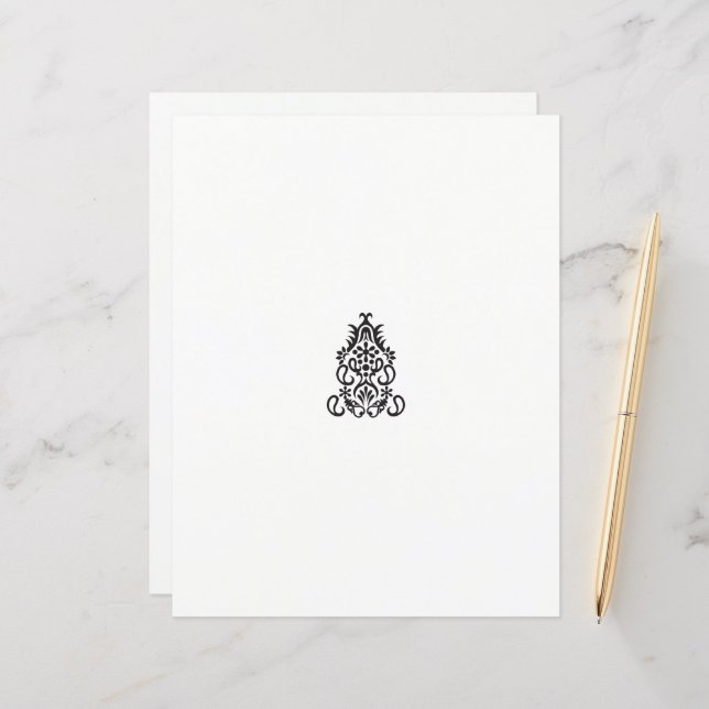 Schwarzweißbild eines verzierten Designs (Vorderseite/Rückseite Beispiel)