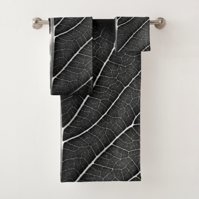 Schwarzweißblatt nah badhandtuch set (Insitu)