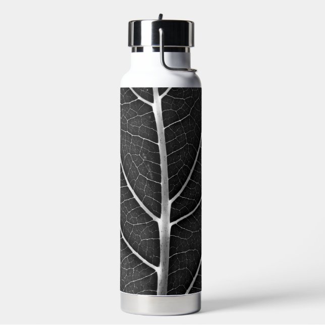 Schwarzweißblatt nah trinkflasche (Links)