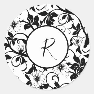 Schwarzweißblatt Runder Aufkleber