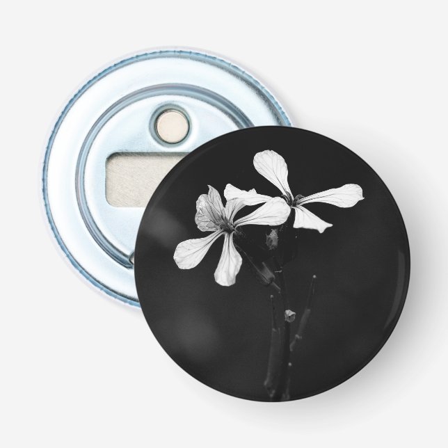 Schwarzweißblumen Flaschenöffner (Vorderseite)