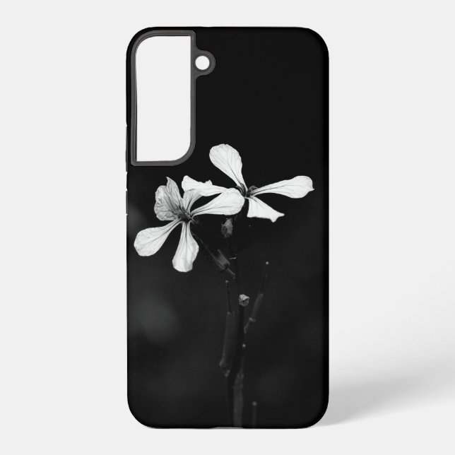 Schwarzweißblumen Samsung Galaxy Hülle (Rückseite)
