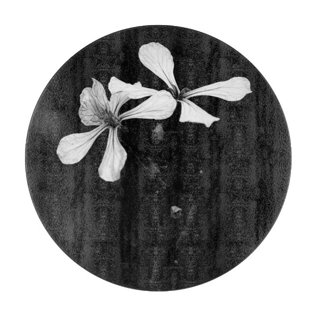 Schwarzweißblumen Schneidebrett (Vorderseite)