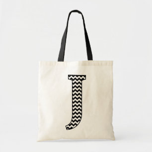 Schwarzweißbuchstaben J Monogram Tragetasche