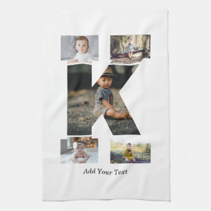 Schwarzweißbuchstaben K FotoCollage Geschirrtuch
