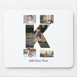 Schwarzweißbuchstaben K FotoCollage Mousepad