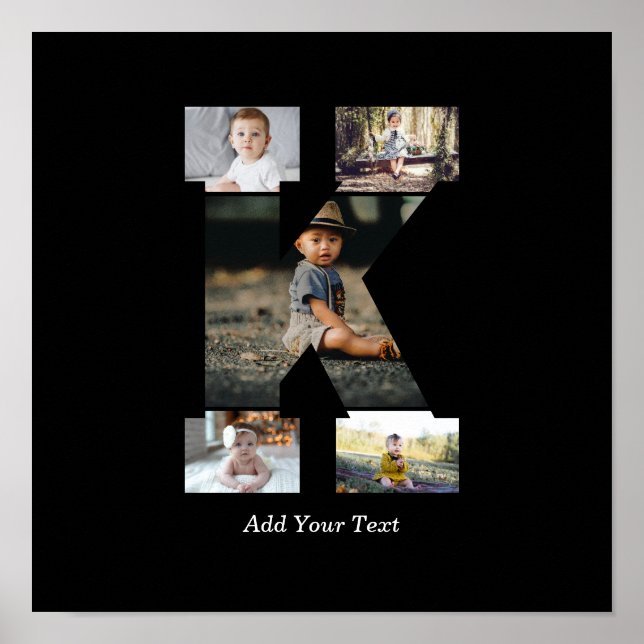 Schwarzweißbuchstaben K FotoCollage Poster (Vorne)