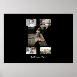 Schwarzweißbuchstaben K FotoCollage Poster