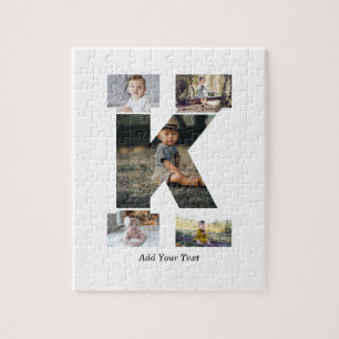 Schwarzweißbuchstaben K FotoCollage Puzzle