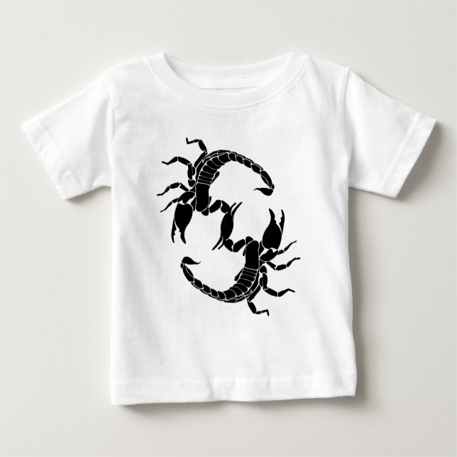 Schwarzweißbuchstaben S - Zwei Skorpione Baby T-shirt (Vorderseite)