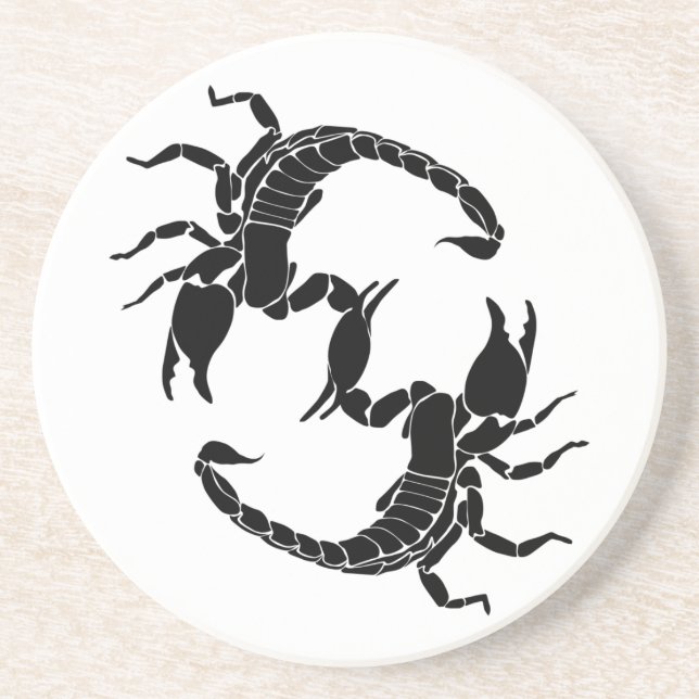 Schwarzweißbuchstaben S - Zwei Skorpione Getränkeuntersetzer (Vorne)