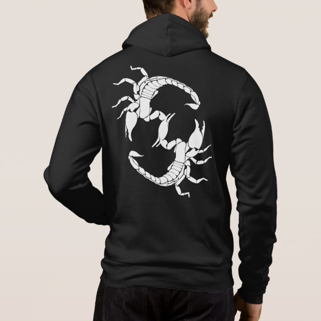 Schwarzweißbuchstaben S - Zwei Skorpione Hoodie (Rückseite)
