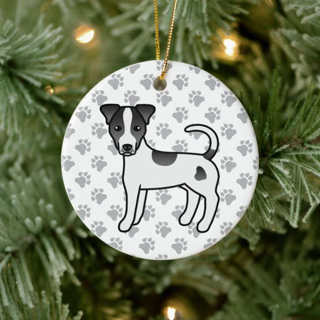 Schwarzweißcoat Parson Russell Terrier Keramik Ornament (Baum)