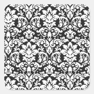 Schwarzweißdamtel geblüht quadratischer aufkleber