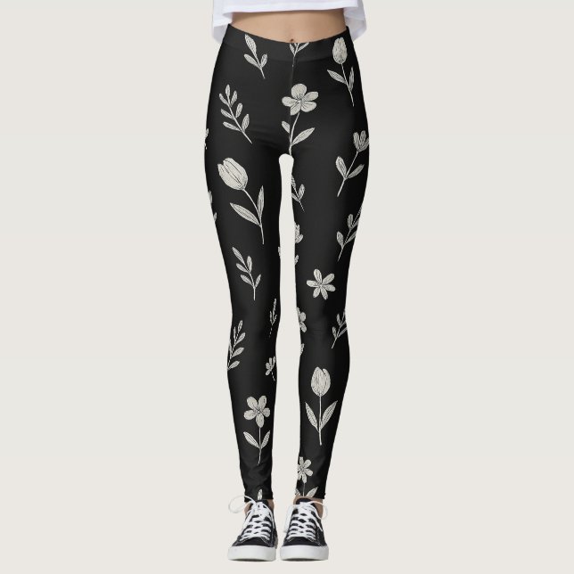 Schwarzweißdesign Leggings (Vorderseite)