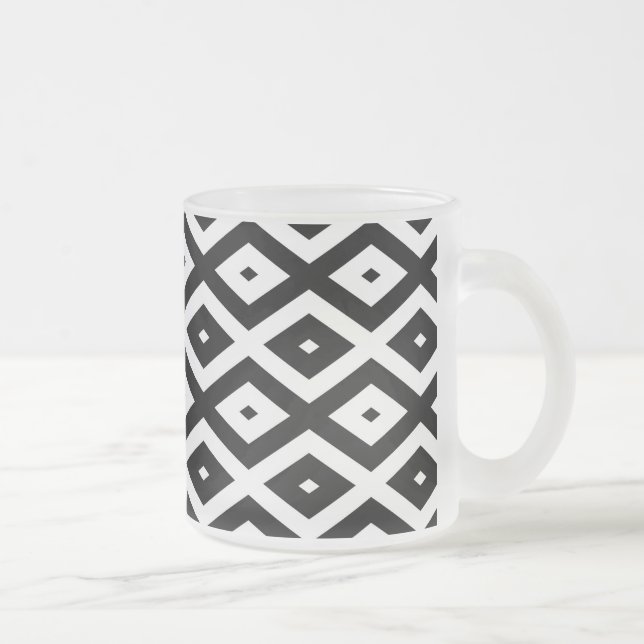 Schwarzweißdiamantmuster Mattglastasse (Rechts)
