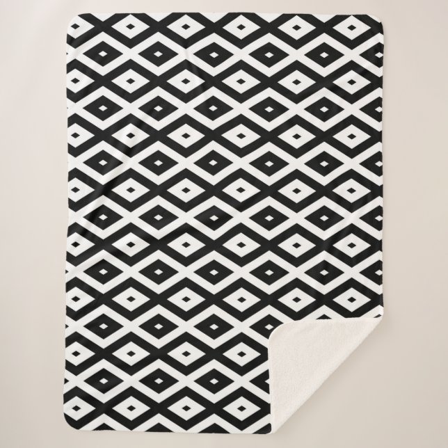 Schwarzweißdiamantmuster Sherpadecke (Vorderseite)