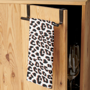 Schwarzweißdruck und Weißleopard Geschirrtuch