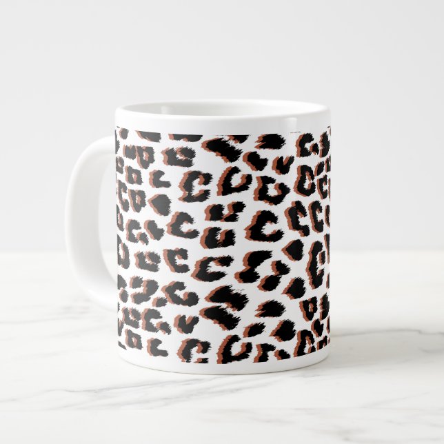 Schwarzweißdruck und Weißleopard Jumbo-Tasse (Vorderseite Links)