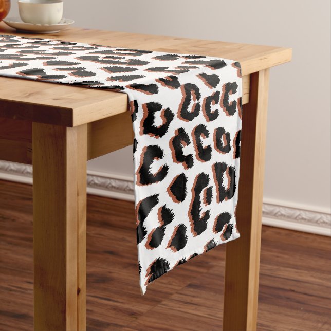 Schwarzweißdruck und Weißleopard Kurzer Tischläufer (Beispiel)