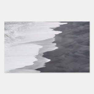 Schwarzweiße Strandlandschaft Rechteckiger Aufkleber