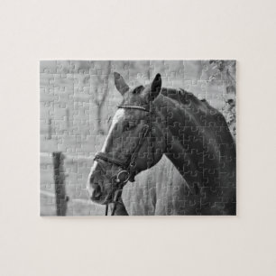 Schwarzweißes Pferd - Tierfotografie Kunst Puzzle