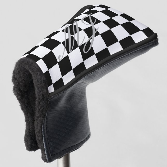 Schwarzweißflagge Golf Headcover (3/4 Vorderseite)
