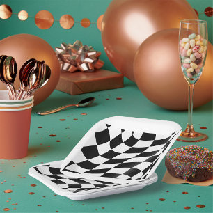 Schwarzweißflagge Pappteller