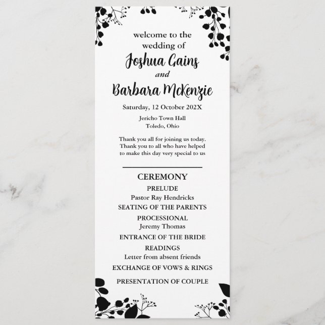 Schwarzweißflatterprogramm Programm (Vorderseite)