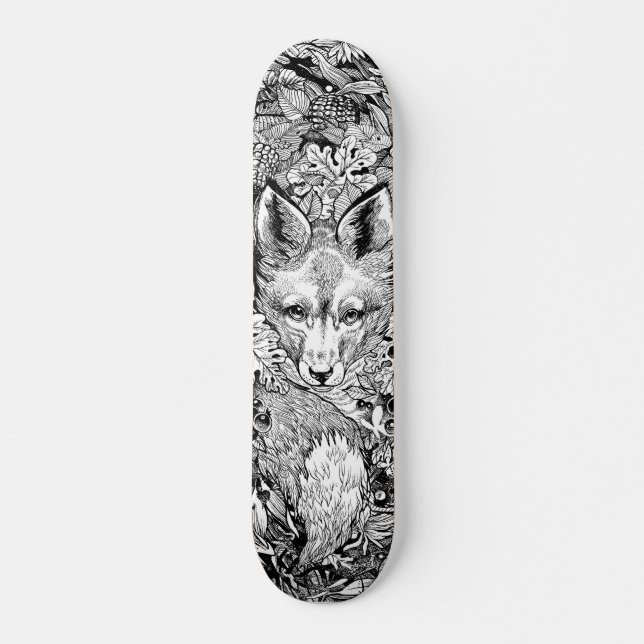 Schwarzweißfox + Skate Deck Skateboard (Vorne)