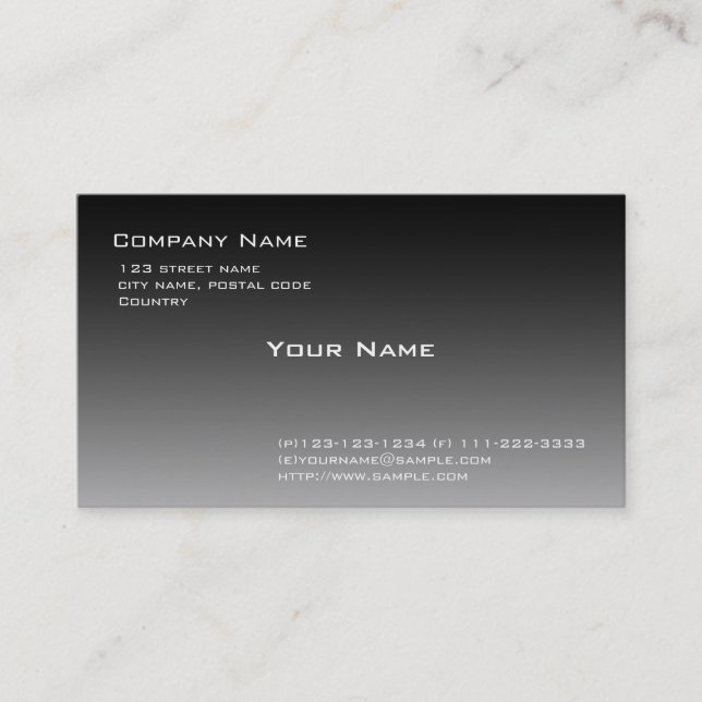 Schwarzweißgefälle Visitenkarte (Vorderseite)