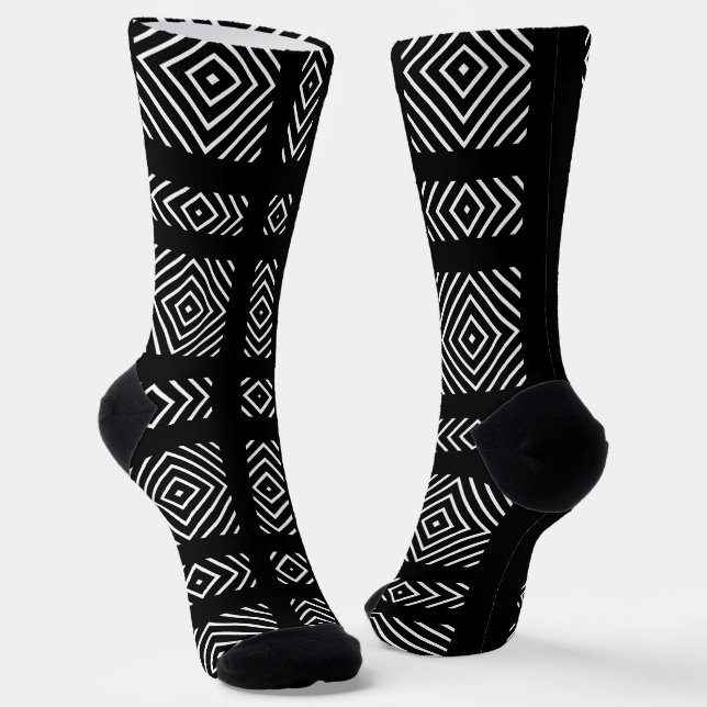 Schwarzweißgeometrie Ama Socken (Gewinkelt)