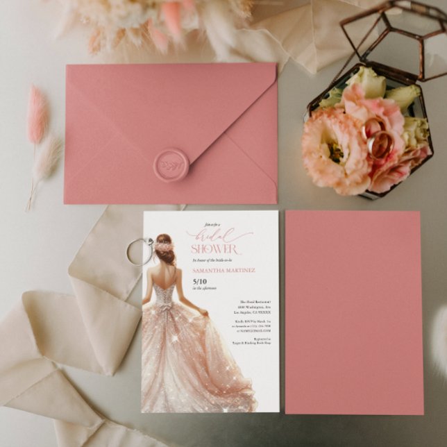 Schwarzweißglänzende Glam Gown Brautparty laden ei Einladung (Von Creator hochgeladen)