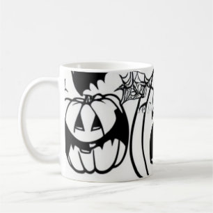 Schwarzweißhalloween Cartoon Spaß Kaffeetasse