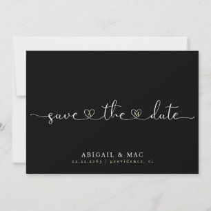 Schwarzweißherz-Schriftart Save the Date