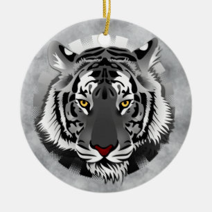 Schwarzweißiger Tiger Keramikornament