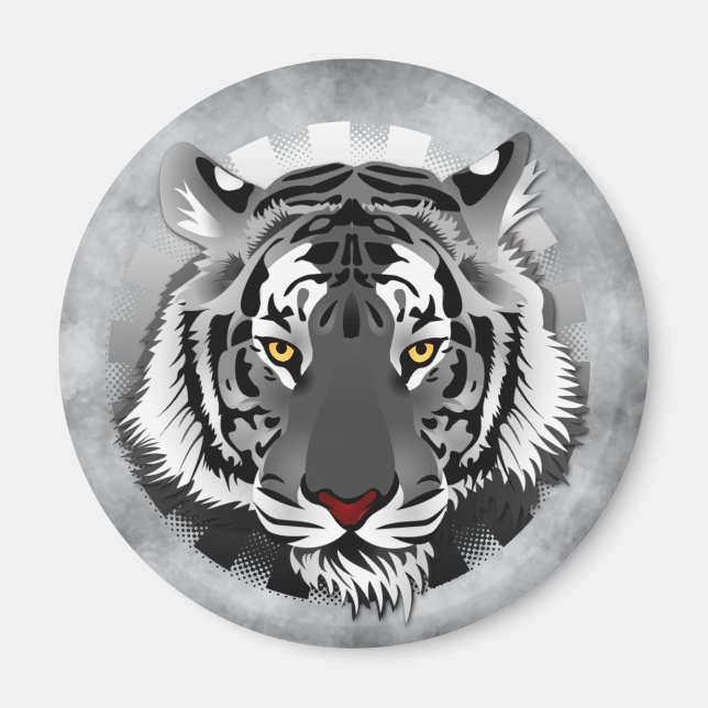Schwarzweißiger Tiger Magnet (Vorne)